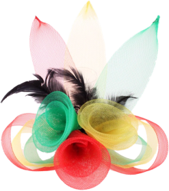 Party Xplosion Broche Tule Rood, Geel, Groen Met Veertjes