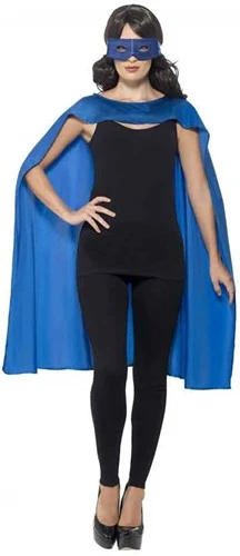 Smiffy's Cape Met Masker Unisex Blauw