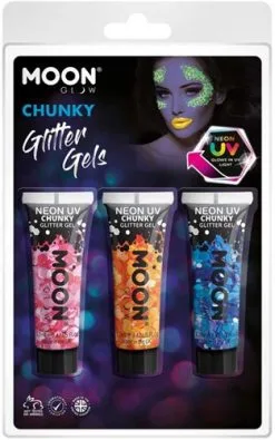 Moon Creations Chunky Glitter Gels Neon Roze Oranje Blauw