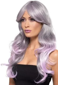 Smiffy's Fashion Ombre Pruik Grijs En Pastel Roze