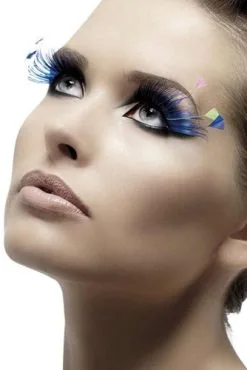 Fever Wimpers Zwart Blauw Met Neon Veren