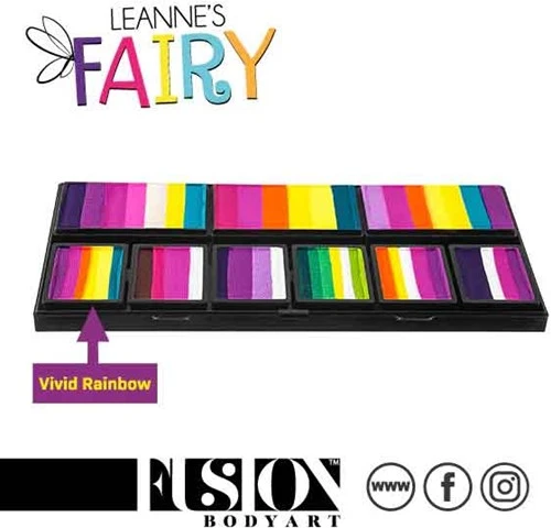 FUSION BODY ART Fusion Splitcake Schmink Leannes Vivid Rainbow 30 Gram 4 FUSION BODY ART Fusion Splitcake Schmink Leannes Vivid Rainbow 30 Gram - Afbeelding 2