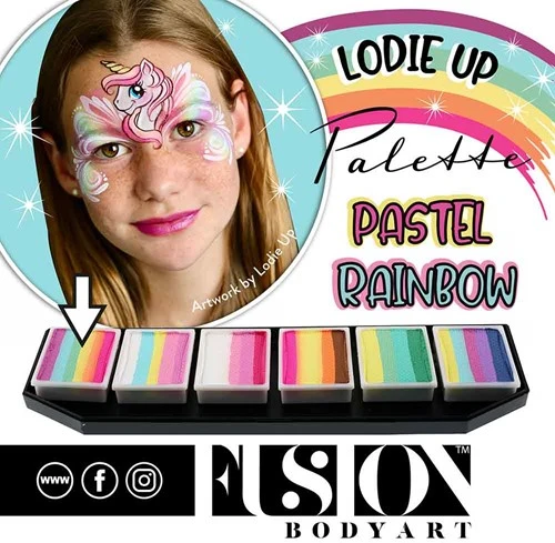 FUSION BODY ART Fusion Splitcake Schmink Lodie Up Pastel Rainbow 30 Gram 4 FUSION BODY ART Fusion Splitcake Schmink Lodie Up Pastel Rainbow 30 Gram - Afbeelding 2