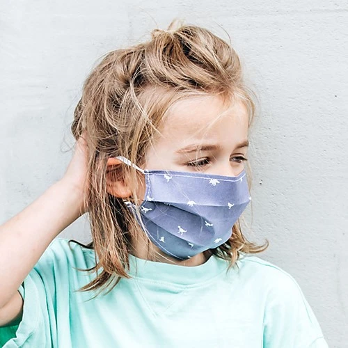 T & M Textiles & More Herbruikbaar Kids Mondkapje Dino Blauw 4 T & M Textiles & More Herbruikbaar Kids Mondkapje Dino Blauw - Afbeelding 2