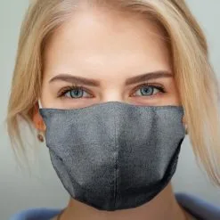 T & M Textiles & More Herbruikbaar Mondkapje Jeans Grijs Maat L -Glitter Winkel herbuikbaar mondmasker jeans grijs 1