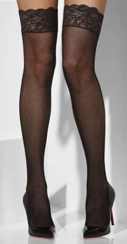 FEVER Hold Up Visnet Kousen Met Kant Zwart -Glitter Winkel hold up visnet kousen met kant zwart 3