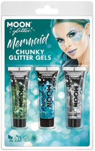 Moon Creations Mermaid Chunky Glitter Gels Groen Blauw Zilver 3 Moon Creations Mermaid Chunky Glitter Gels Groen Blauw Zilver