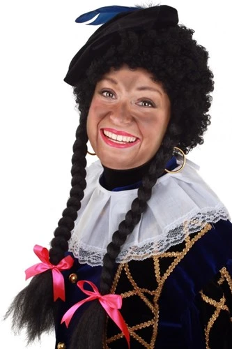 Party Xplosion Pieten Pruik Krul Zwart Met 2 Vlechten 3 Party Xplosion Pieten Pruik Krul Zwart Met 2 Vlechten