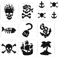 Schmink Specialist Piraten Glittertattoo Sjablonenset