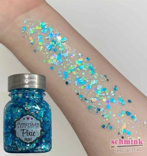 Amerikan Body Art Pixie Paint Glittergel Blue Monday 4 Amerikan Body Art Pixie Paint Glittergel Blue Monday - Afbeelding 2