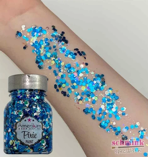Amerikan Body Art Pixie Paint Glittergel Midnight Blue 4 Amerikan Body Art Pixie Paint Glittergel Midnight Blue - Afbeelding 2