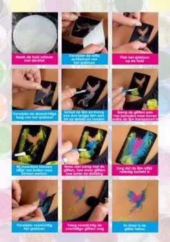 Schmink Specialist Professionele Glittertattoo Set -Glitter Winkel professionele glittertattoo set 2