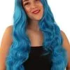 Party Xplosion Pruik Faye Turquoise Lang Haar -Glitter Winkel pruik faye turquoise lang haar