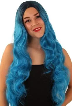 Party Xplosion Pruik Faye Turquoise Lang Haar