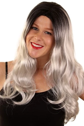 Party Xplosion Pruik Louise Grijs Zwart Lang Haar 3 Party Xplosion Pruik Louise Grijs Zwart Lang Haar