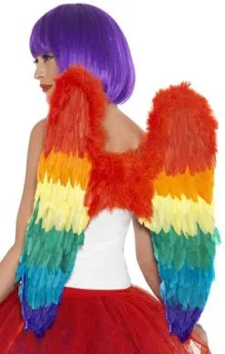 Smiffy's Regenboog Veren Vleugels 60x60cm -Glitter Winkel regenboog veren vleugels 60x60cm 3