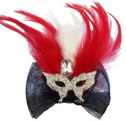 Party Xplosion Rode Haarclip Met Oogmasker En Veren