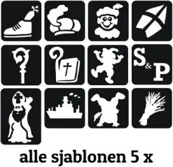 Schmink Specialist Sinterklaas Glittertattoo Sjablonenset 60 Stuks