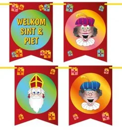 Party Xplosion Vlaggenlijn Vaandel Welkom Sint En Piet -Glitter Winkel vlaggenlijn vaandel welkom sint en piet 2