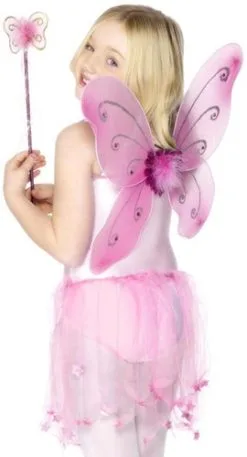 Smiffy's Vlindervleugels Met Toverstaf Kids Roze